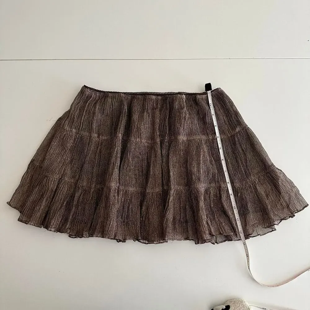 handmade gold shimmer circle ruffled mini skirt - Picture 6 of 11